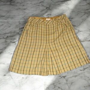Ann Taylor Checkered Mustard Mini Skirt
